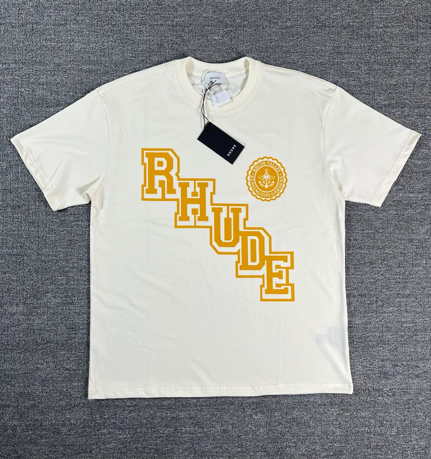 No. 802 #P122 #美ChaoRhude Graphic-print Logo environmentally friendly water glue printing High-quality double yarn pure cotton short-sleeved T-shirt Size: S M L XL