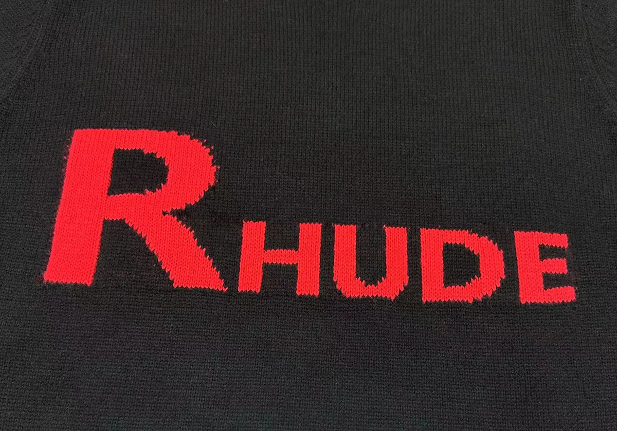 P240 Rhude new classic lettered loose sweater Color: Black White Size: M L XL XXL