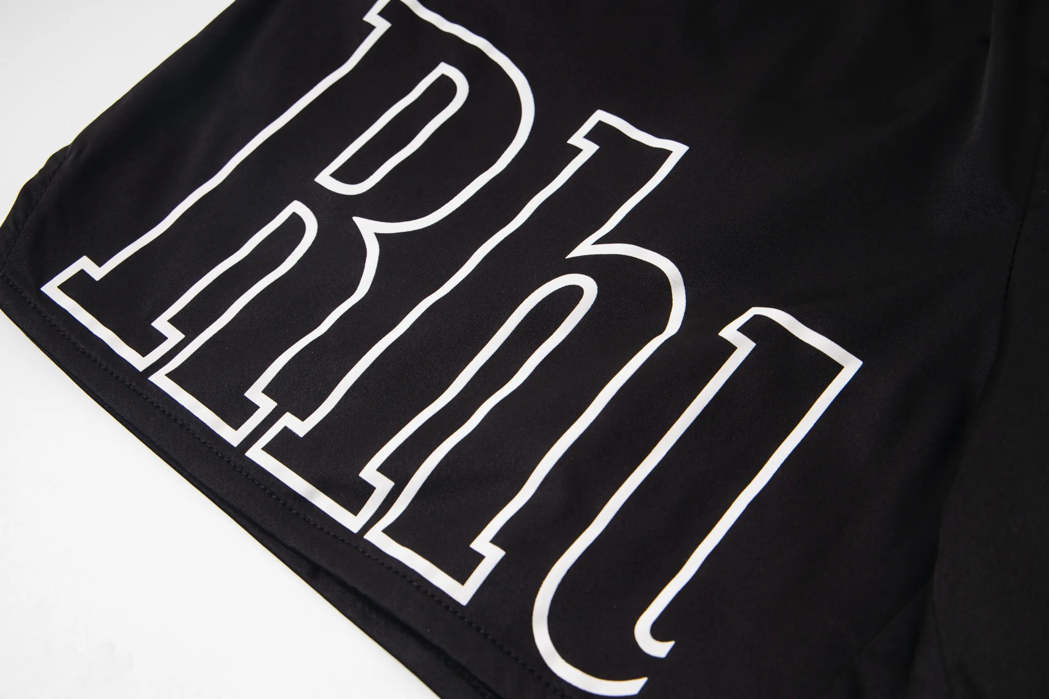 808#P160 Rhude American trendy brand quick-drying beach pants with elastic waist heavy-duty zipper shorts letter print trendy inner mesh men's loose sports pants Color: Black Gray Green Blue Fabric: 150g nylon 100% polyester Size: S M L XL