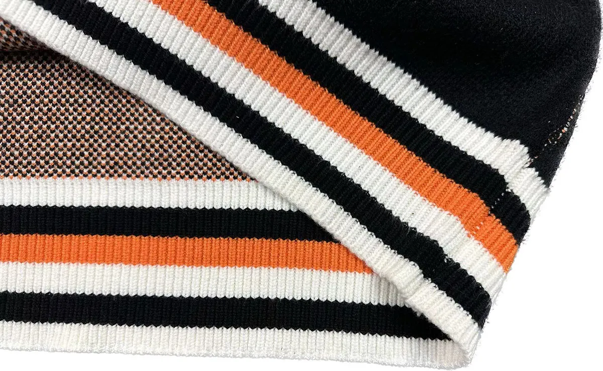 P300 Rhude new striped retro polo collar letter jacquard sweater Size: M L XL XXL