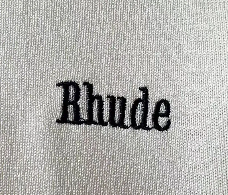 P190 Rhude 24 spring and summer new classic round neck letter embroidered knitted short sleeves Color: White Black Size: M L XL XXL