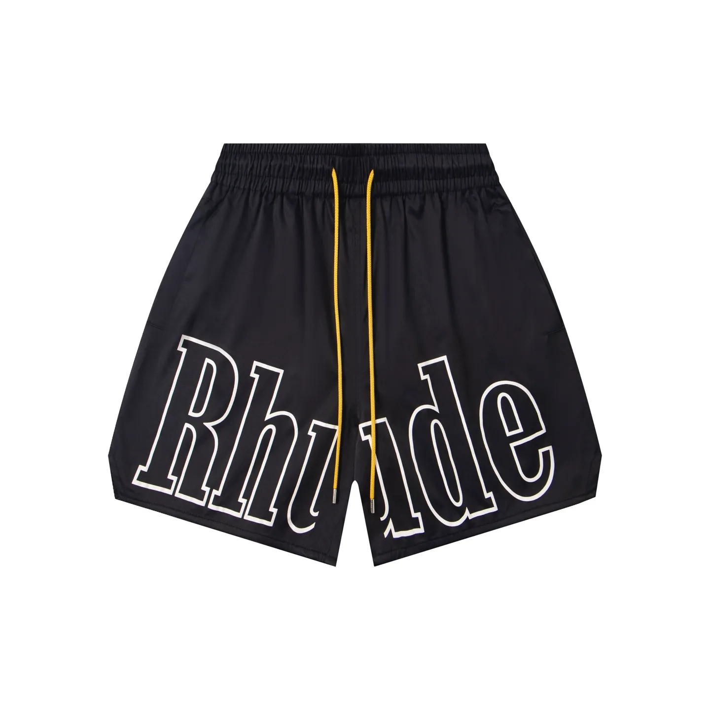 809#P150 Rhude American trendy brand quick-drying beach pants elastic waist shorts letter printed trendy lining mesh men's loose sports pants Color: Black Gray Green Blue Fabric: 150g nylon 100% polyester Size: S M L XL