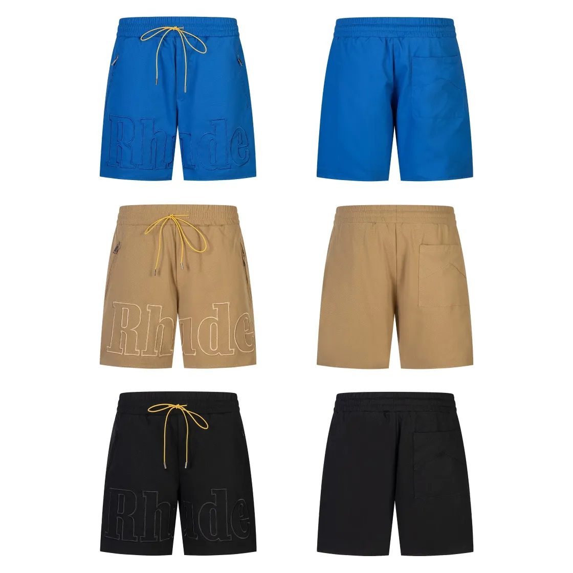 Style No. H22# Rhude embroidered letter casual shorts Color: Black Khaki Blue Size: M L XL P190