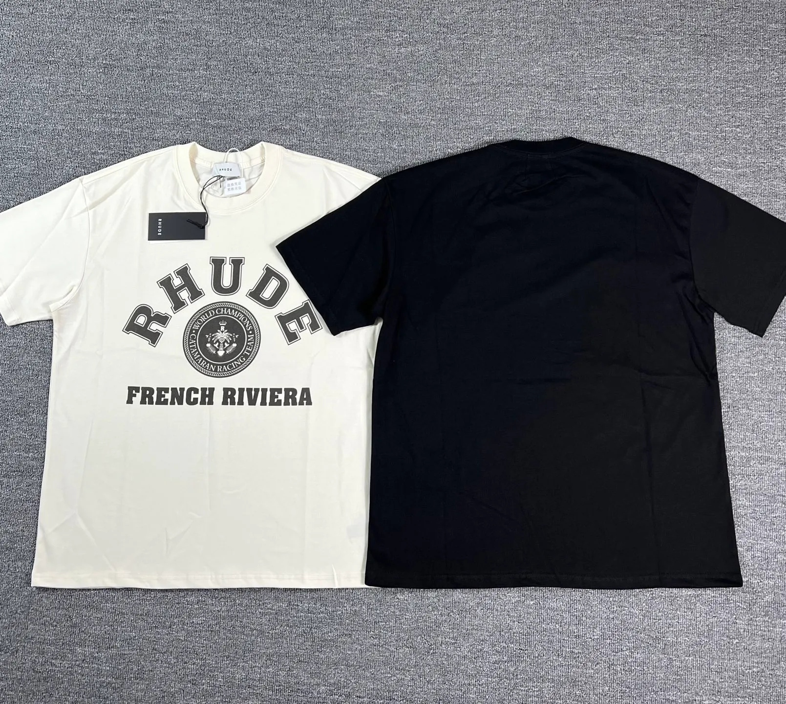 No. 811 #P122 #美ChaoRhude Graphic-print Logo environmentally friendly water glue printing high-quality double yarn pure cotton short-sleeved T-shirt Size: S M L XL