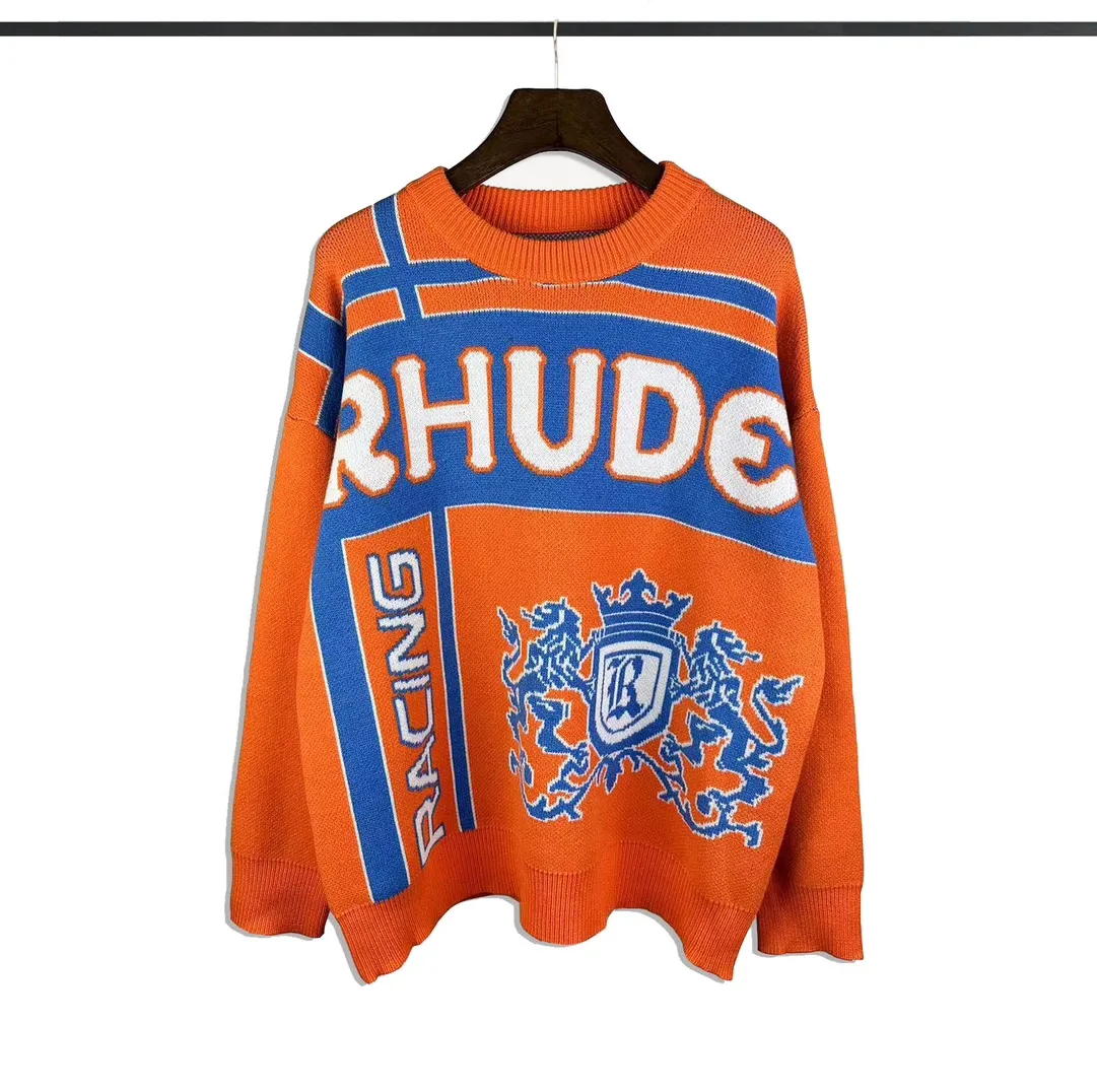 P270 Rhude fashionable new style🦁️jacquard loose sweater Size: M L XL XXL