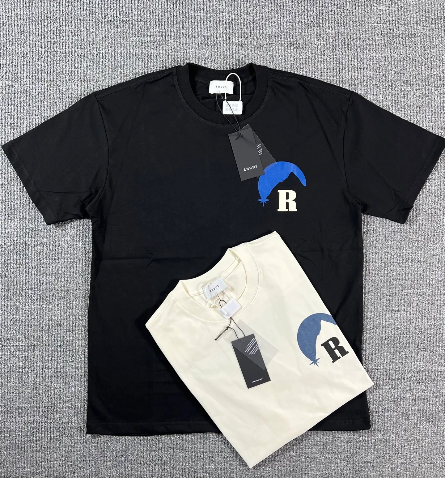 No. 810 #P122 #美ChaoRhude Graphic-print Logo environmentally friendly water glue printing High-quality double yarn pure cotton short-sleeved T-shirt Size: S M L XL