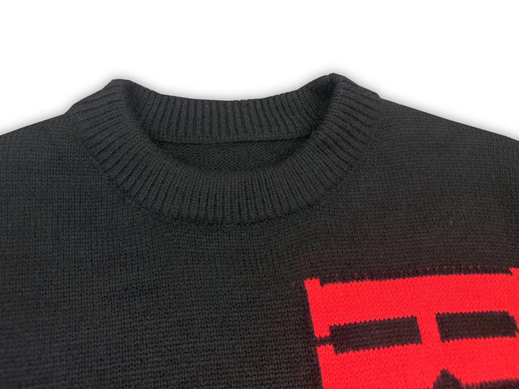 P240 Rhude new jacquard letter crew neck sweater Color: black white Size: M L XL XXL