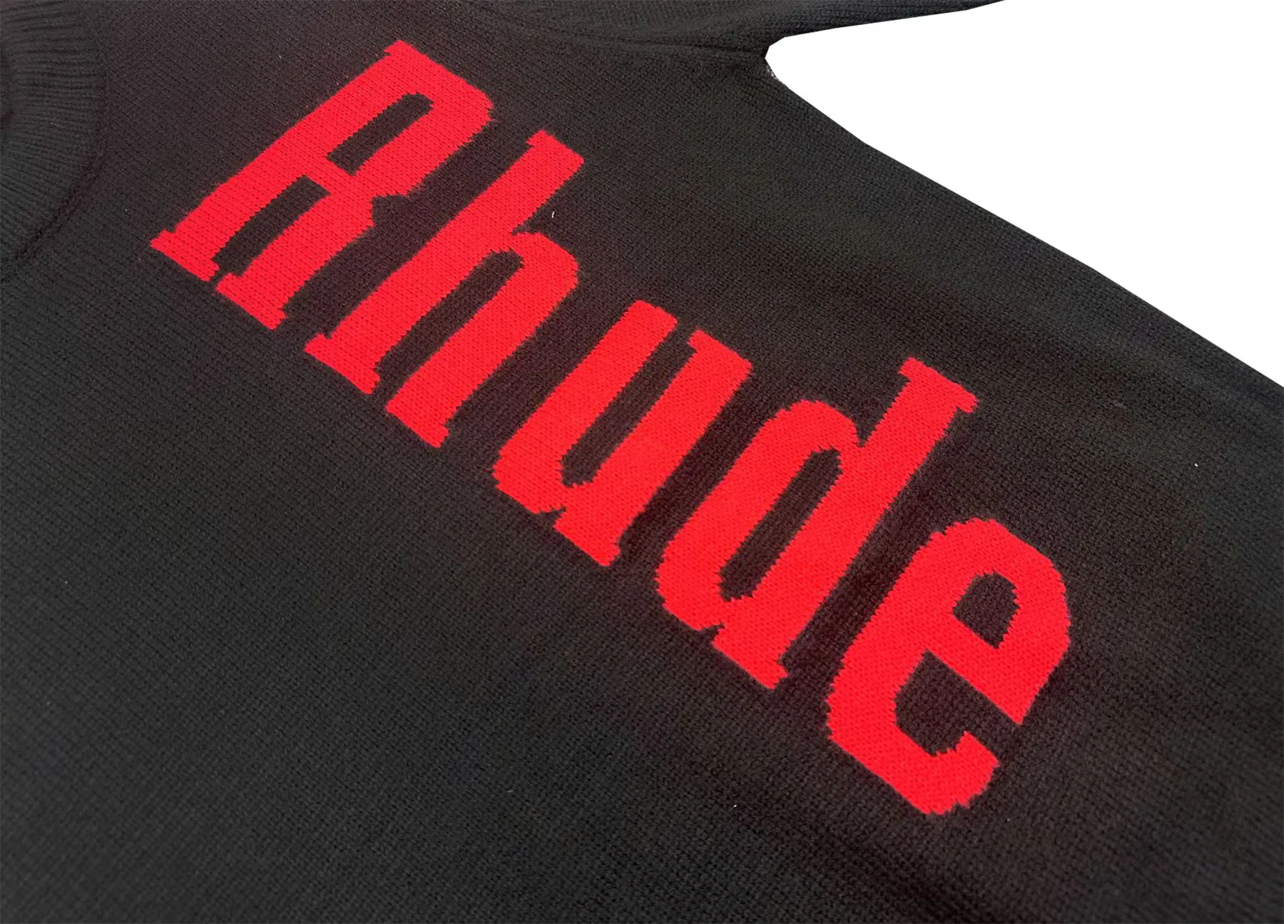 P240 Rhude new jacquard letter crew neck sweater Color: black white Size: M L XL XXL
