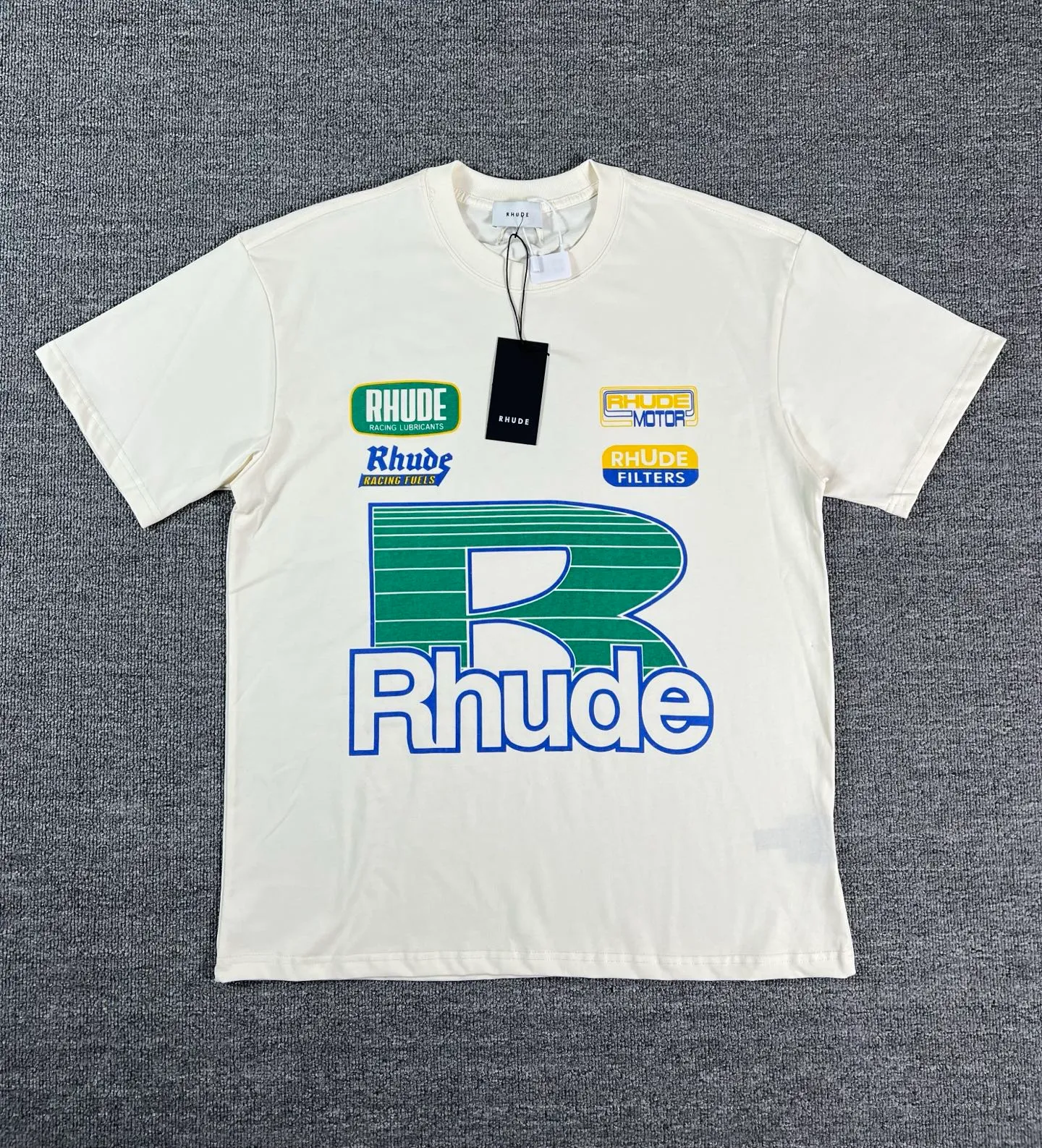 No. 801 #P122 #美ChaoRhude Graphic-print Logo environmentally friendly water glue printing High-quality double yarn pure cotton short-sleeved T-shirt Size: S M L XL