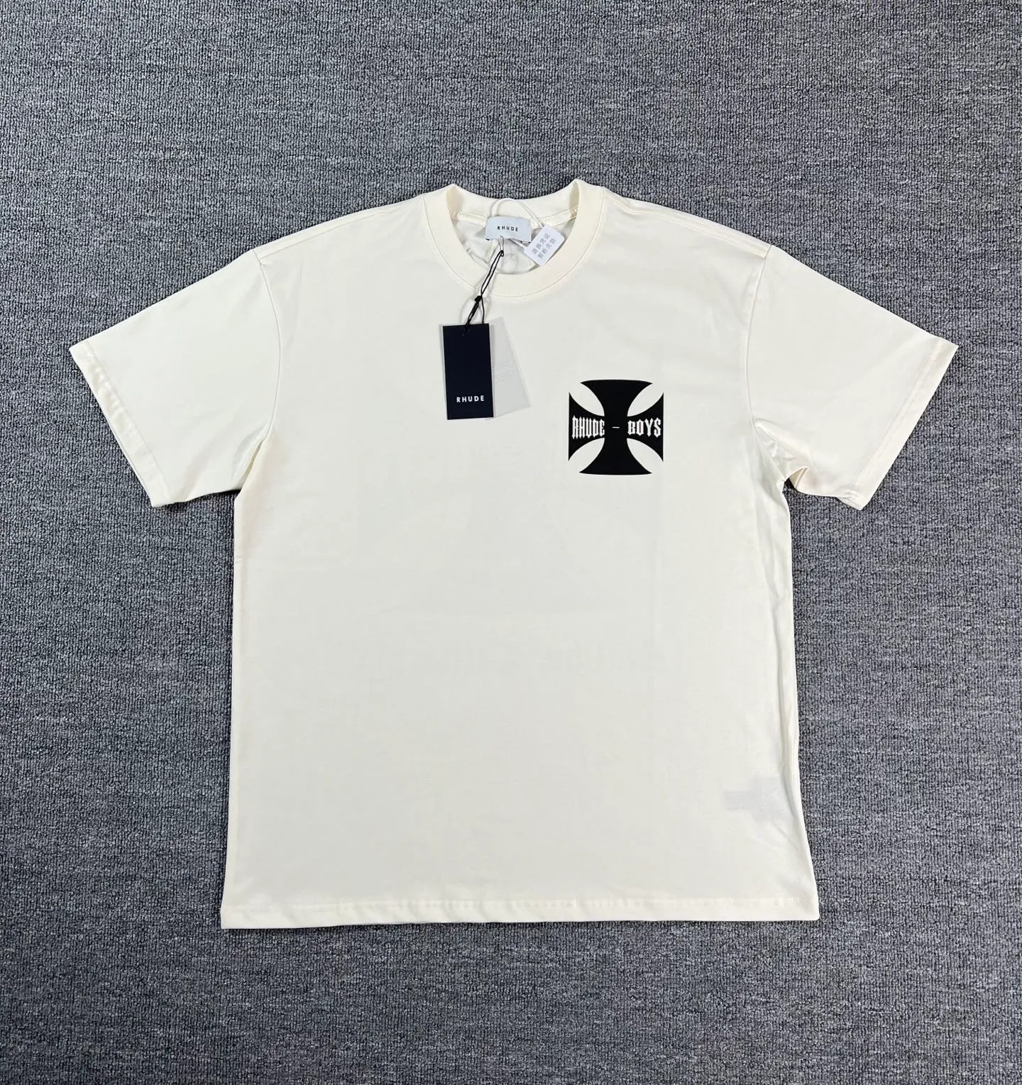 No. 806 #P122 #美ChaoRhude Graphic-print Logo environmentally friendly water glue printing high-quality double yarn pure cotton short-sleeved T-shirt Size: S M L XL