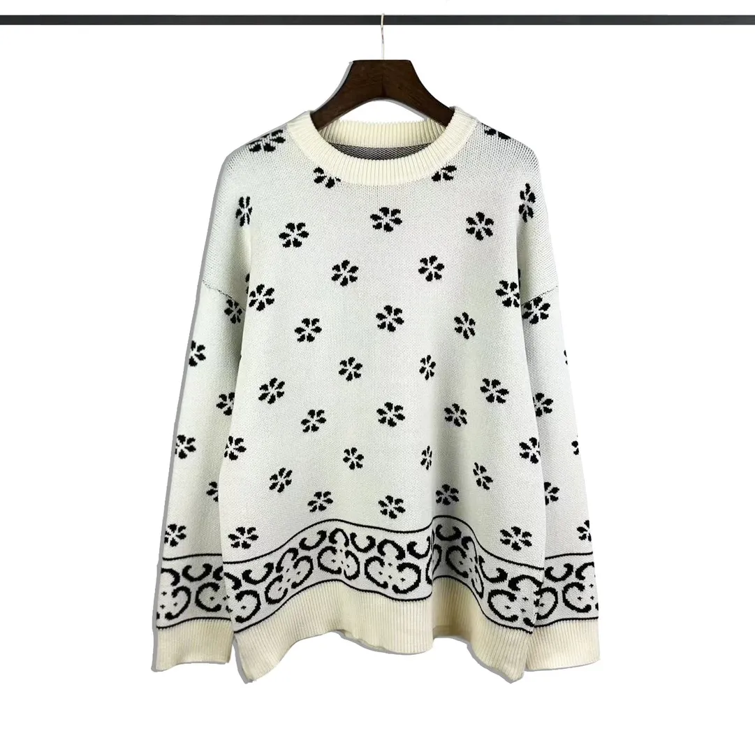 P260 Rhude 23 new small floral all-over jacquard loose sweater Size: M L XL XXL