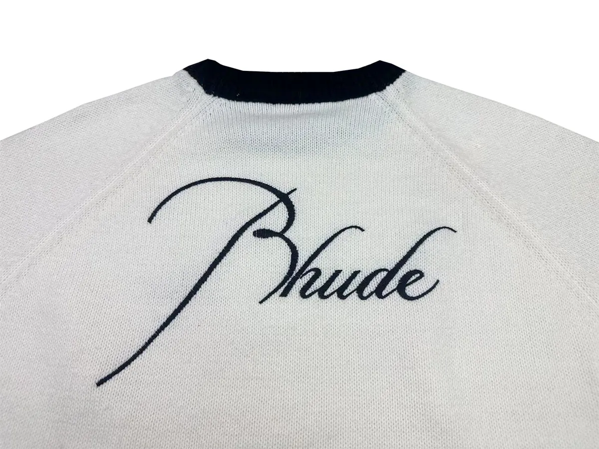 P240 Rhude new simple design letter loose sweater Color: Green White Size: M L XL XXL