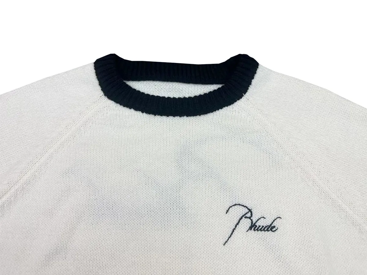 P240 Rhude new simple design letter loose sweater Color: Green White Size: M L XL XXL