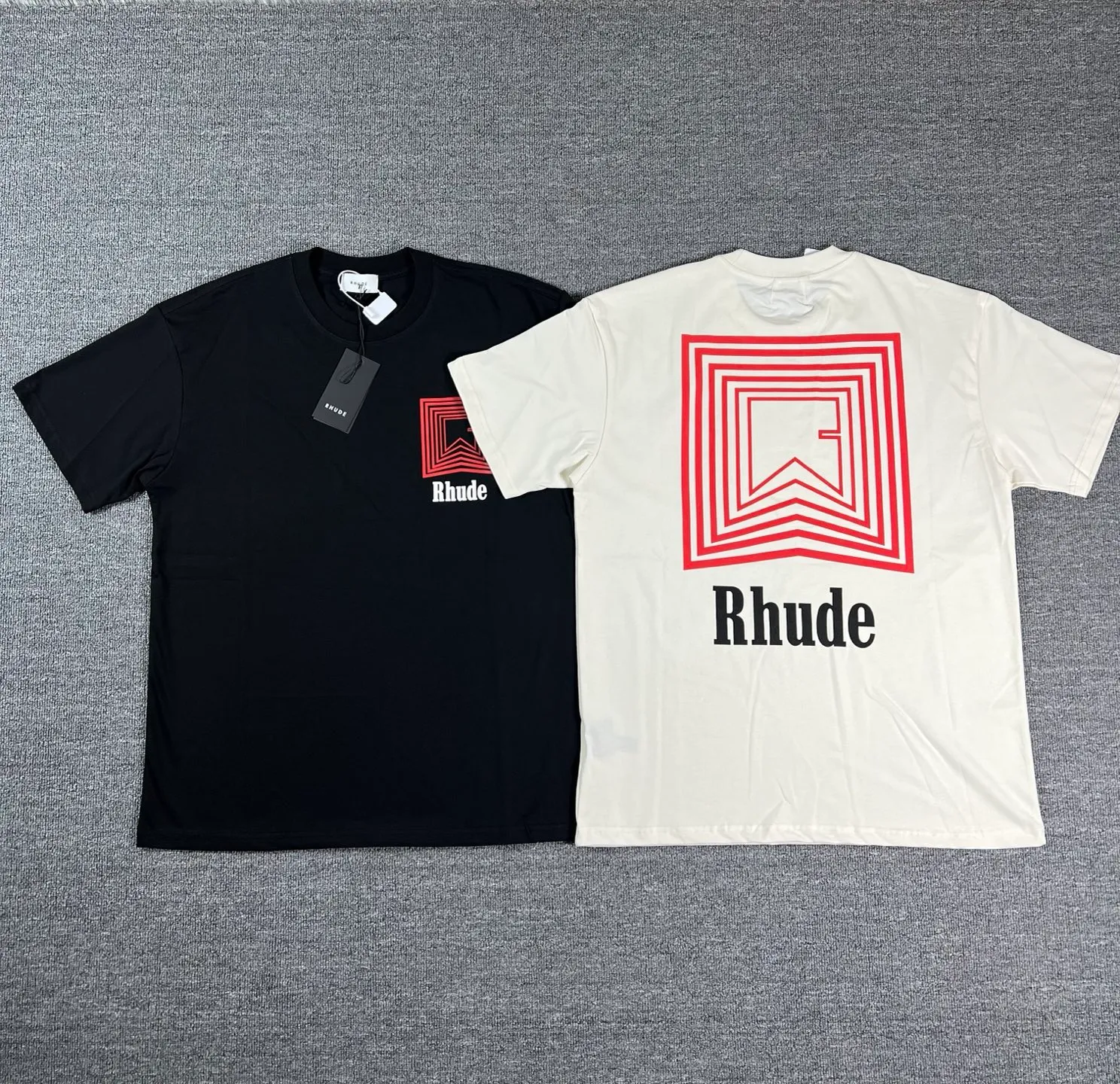 No. 803 #P122 #美ChaoRhude Graphic-print Logo environmentally friendly water glue printing High-quality double yarn pure cotton short-sleeved T-shirt Size: S M L XL