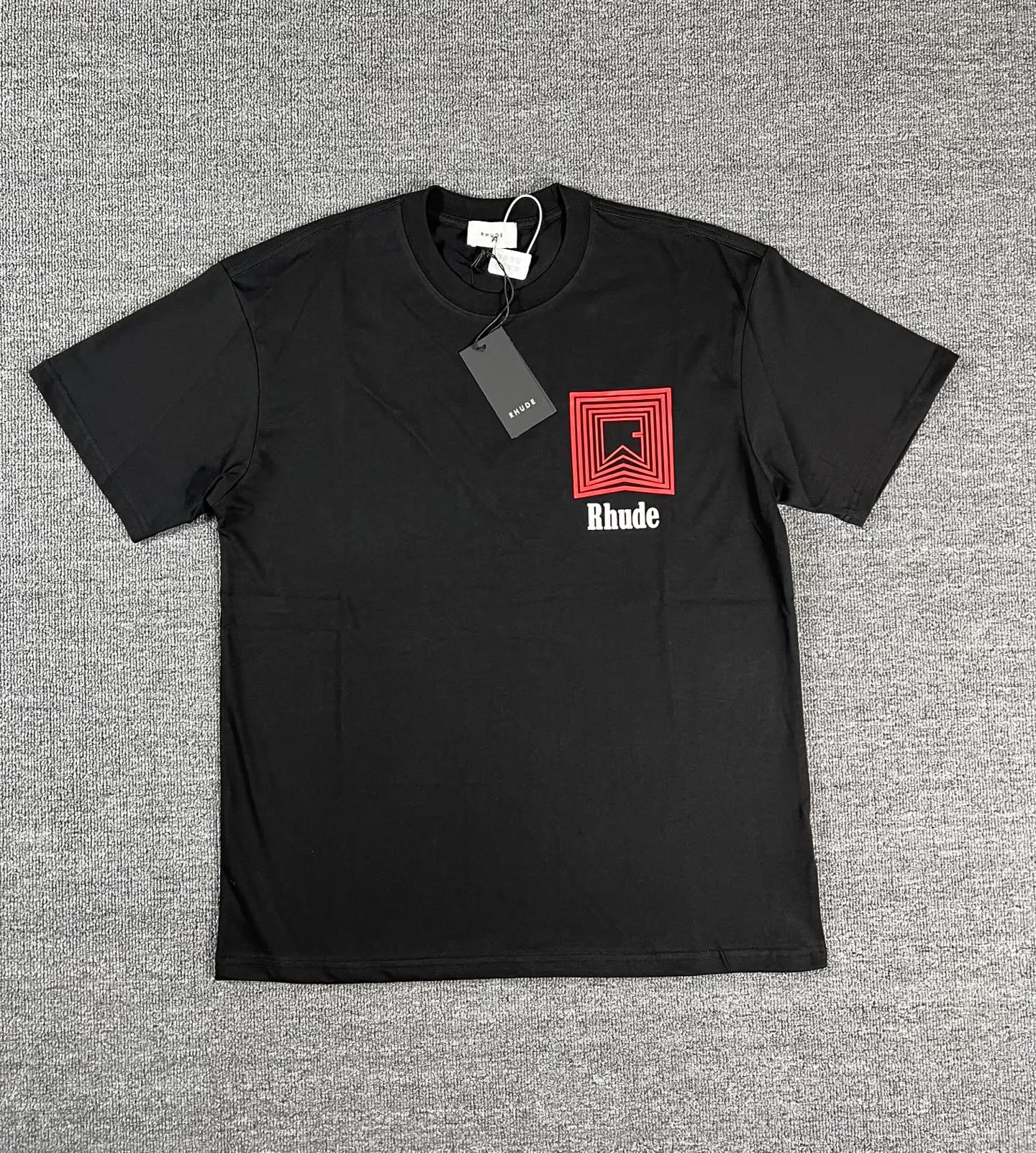 No. 803 #P122 #美ChaoRhude Graphic-print Logo environmentally friendly water glue printing High-quality double yarn pure cotton short-sleeved T-shirt Size: S M L XL