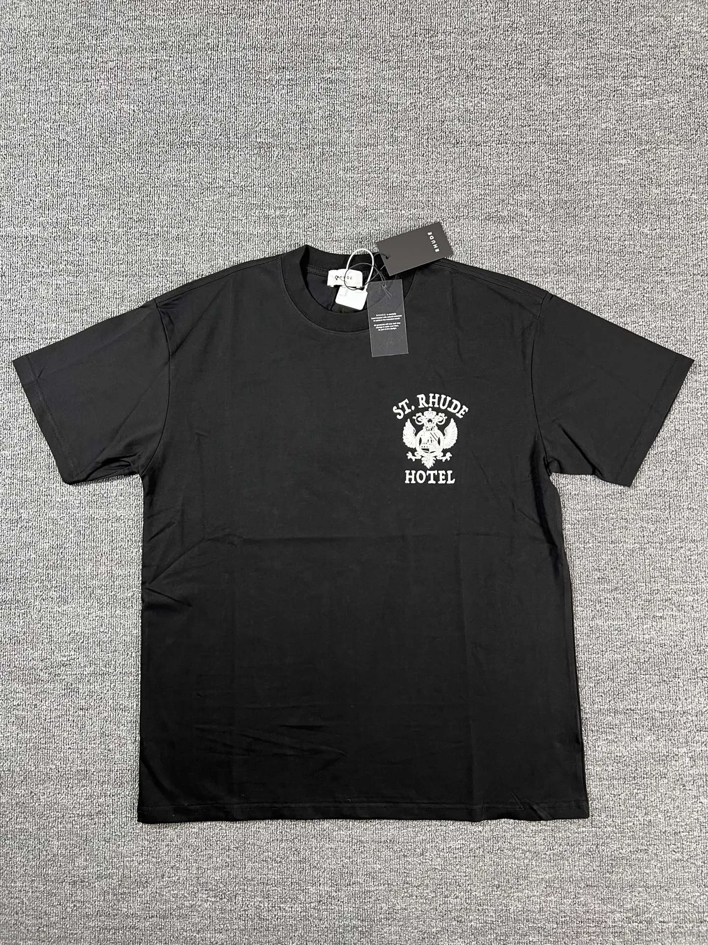 No. 809 #P122 #美ChaoRhude Graphic-print Logo environmentally friendly water glue printing high-quality double yarn pure cotton short-sleeved T-shirt Size: S M L XL