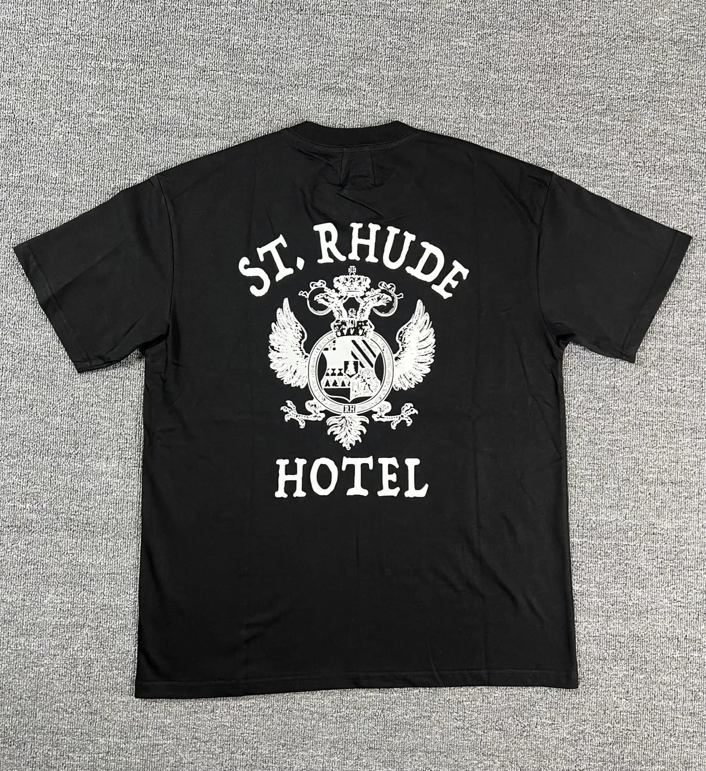 No. 809 #P122 #美ChaoRhude Graphic-print Logo environmentally friendly water glue printing high-quality double yarn pure cotton short-sleeved T-shirt Size: S M L XL