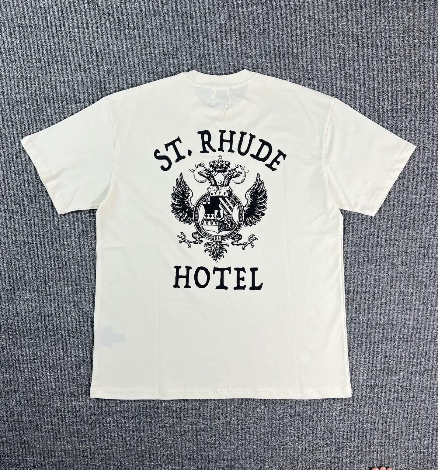No. 809 #P122 #美ChaoRhude Graphic-print Logo environmentally friendly water glue printing high-quality double yarn pure cotton short-sleeved T-shirt Size: S M L XL