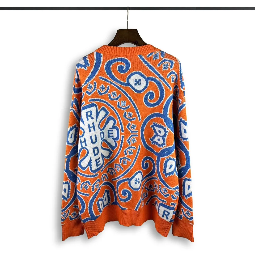 P260 Rhude 23 years new all-over pattern jacquard loose sweater Size: M L XL XXL