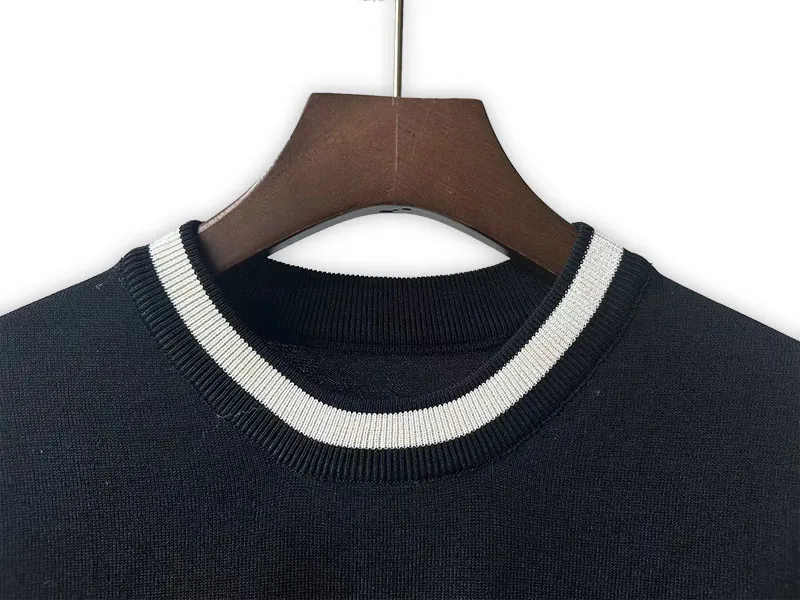 P190 Rhude 24 spring and summer new classic round neck letter embroidered knitted short sleeves Color: White Black Size: M L XL XXL