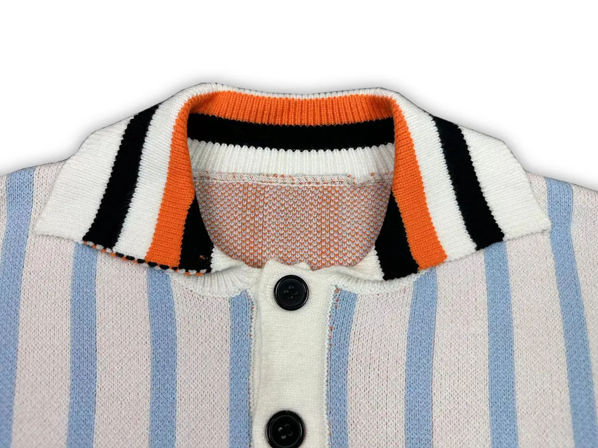 P300 Rhude new polo collar stitched letter jacquard sweater Size: M L XL XXL