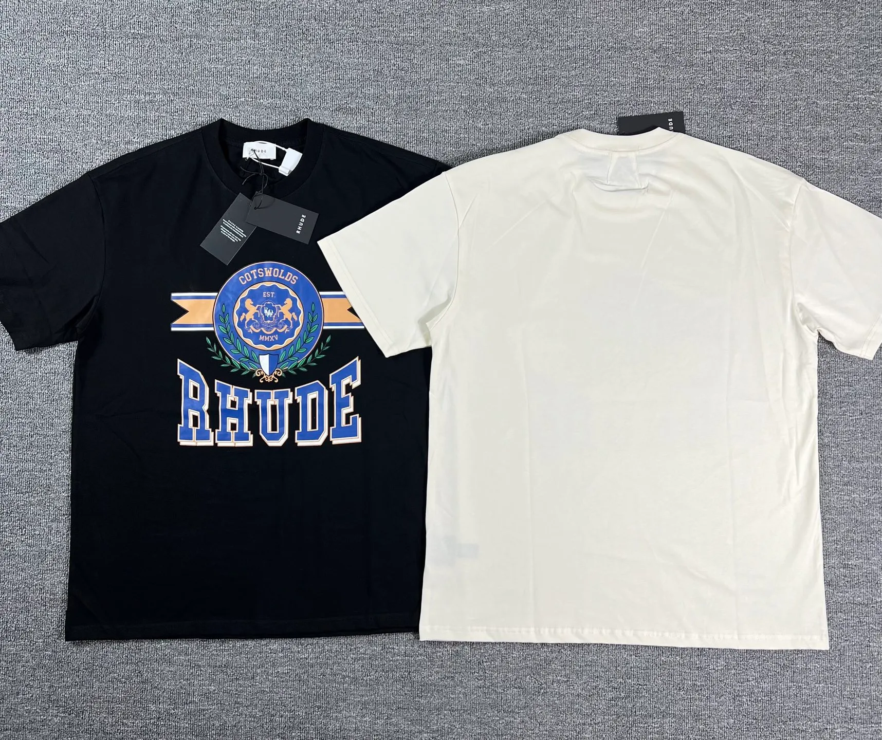 No. 808 #P122 #美ChaoRhude Graphic-print Logo environmentally friendly water glue printing High-quality double yarn pure cotton short-sleeved T-shirt Size: S M L XL