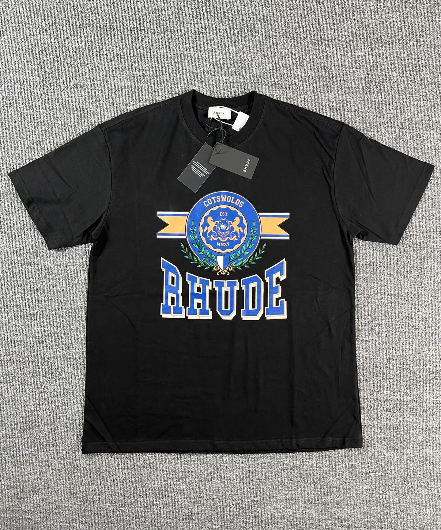 No. 808 #P122 #美ChaoRhude Graphic-print Logo environmentally friendly water glue printing High-quality double yarn pure cotton short-sleeved T-shirt Size: S M L XL