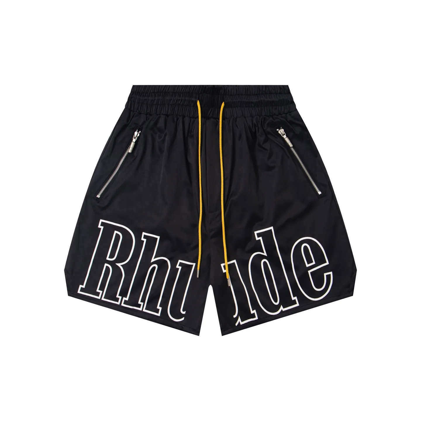 808#P160 Rhude American trendy brand quick-drying beach pants with elastic waist heavy-duty zipper shorts letter print trendy inner mesh men's loose sports pants Color: Black Gray Green Blue Fabric: 150g nylon 100% polyester Size: S M L XL