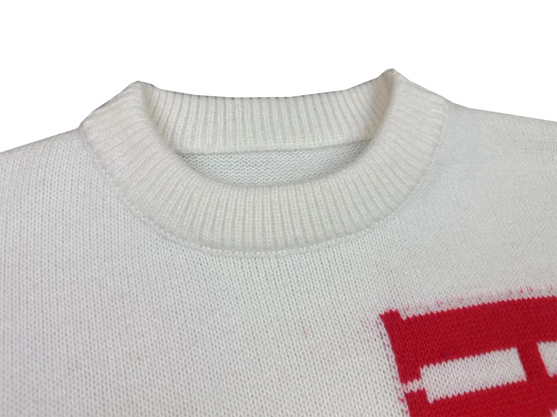 P240 Rhude new jacquard letter crew neck sweater Color: black white Size: M L XL XXL