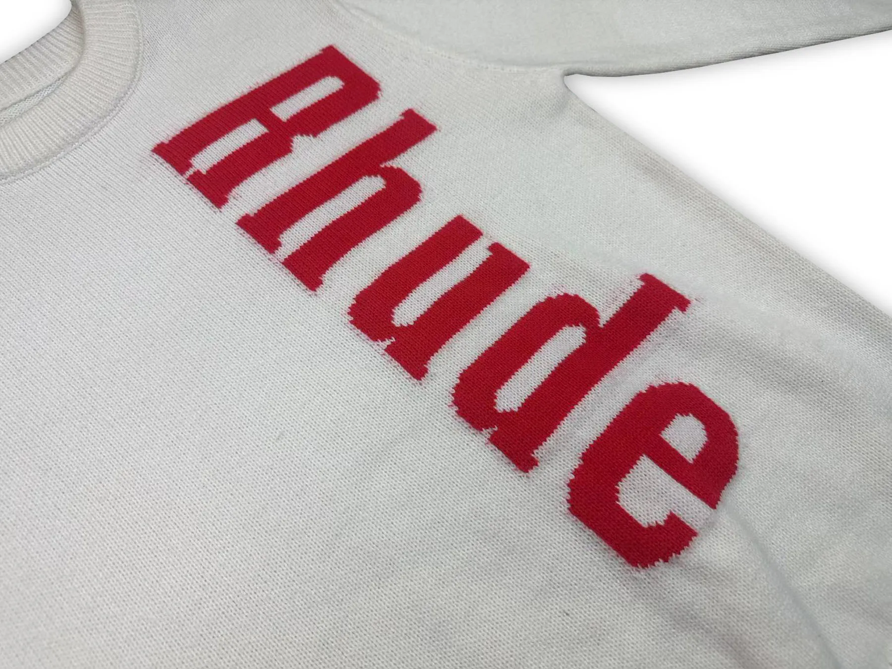 P240 Rhude new jacquard letter crew neck sweater Color: black white Size: M L XL XXL