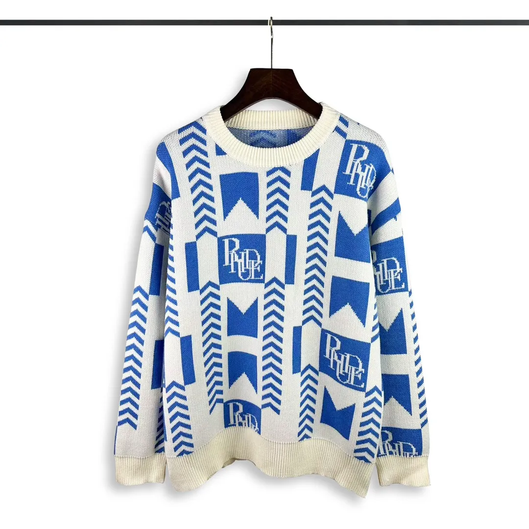 P240 Rhude 23 new speed limiter jacquard sweater with logo Size: M L XL XXL