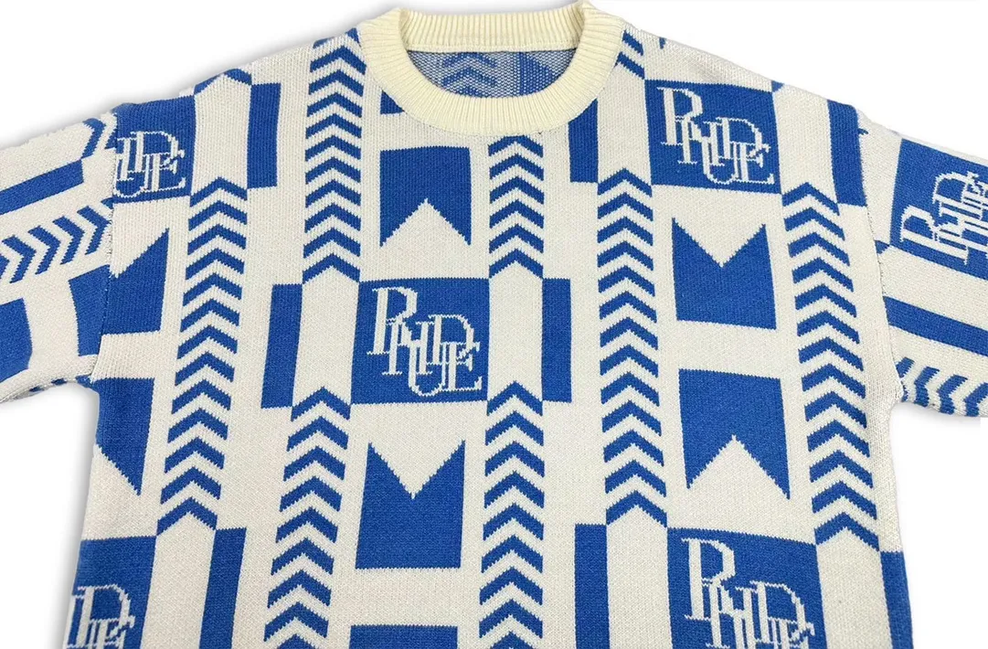 P240 Rhude 23 new speed limiter jacquard sweater with logo Size: M L XL XXL