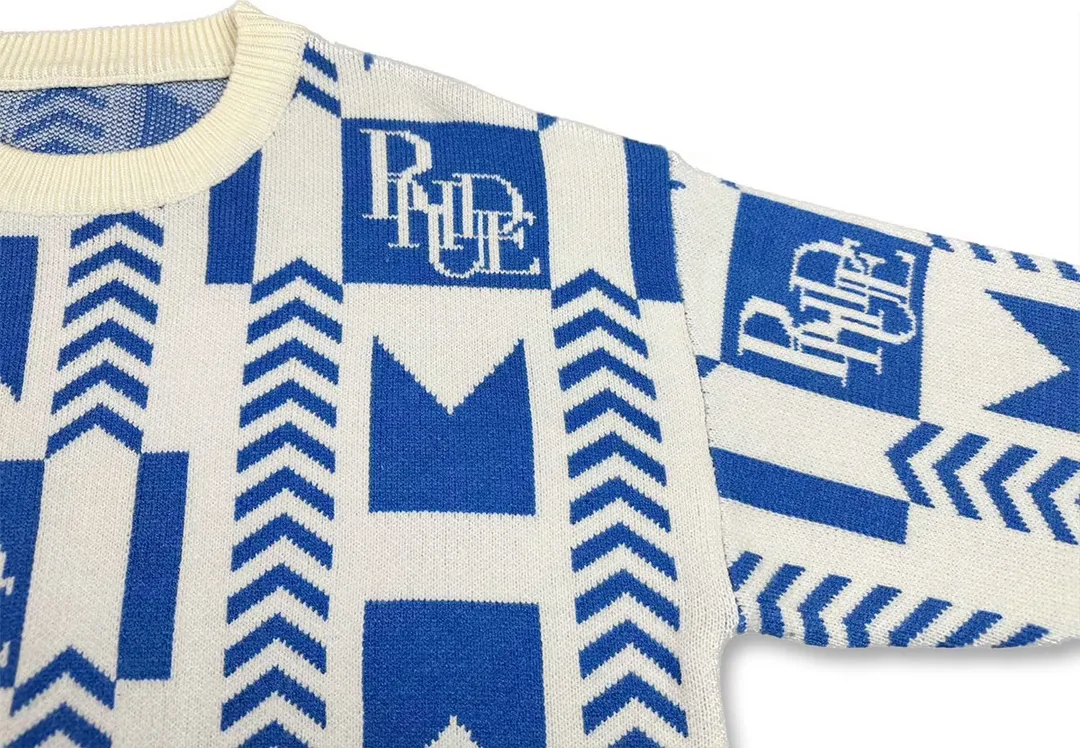 P240 Rhude 23 new speed limiter jacquard sweater with logo Size: M L XL XXL