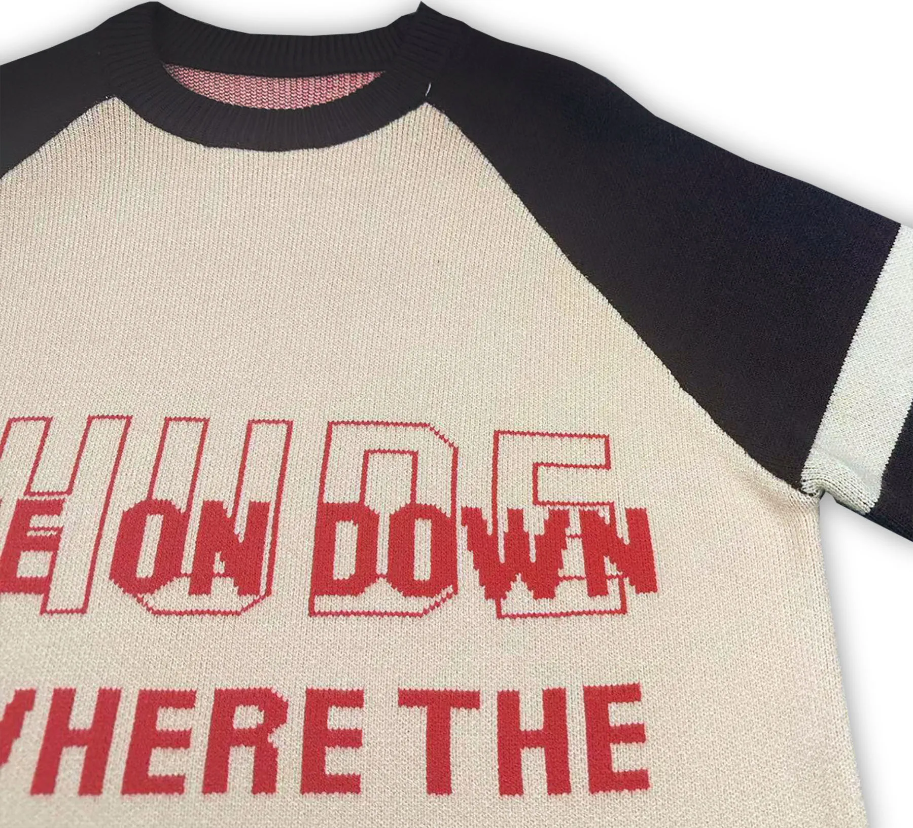 P240 Rhude new raglan sleeves contrasting printed letter crew neck sweater Color: off-white Size: M L XL XXL