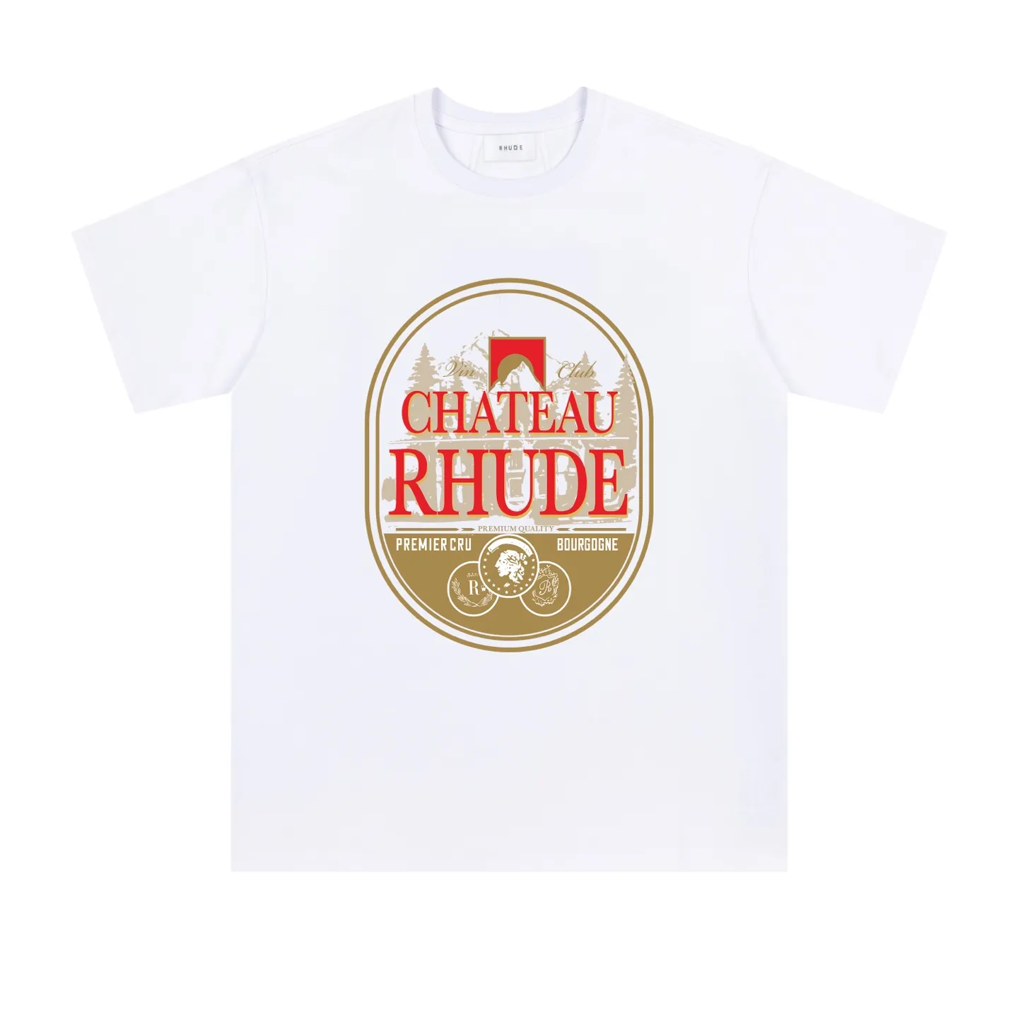 646#P114 American fashion brand RHUDE Manor Forest niche high street loose men's and women's casual short-sleeved T-shirt Color: black white apricot Fabric: 26 pieces 280g fashion brand double yarn