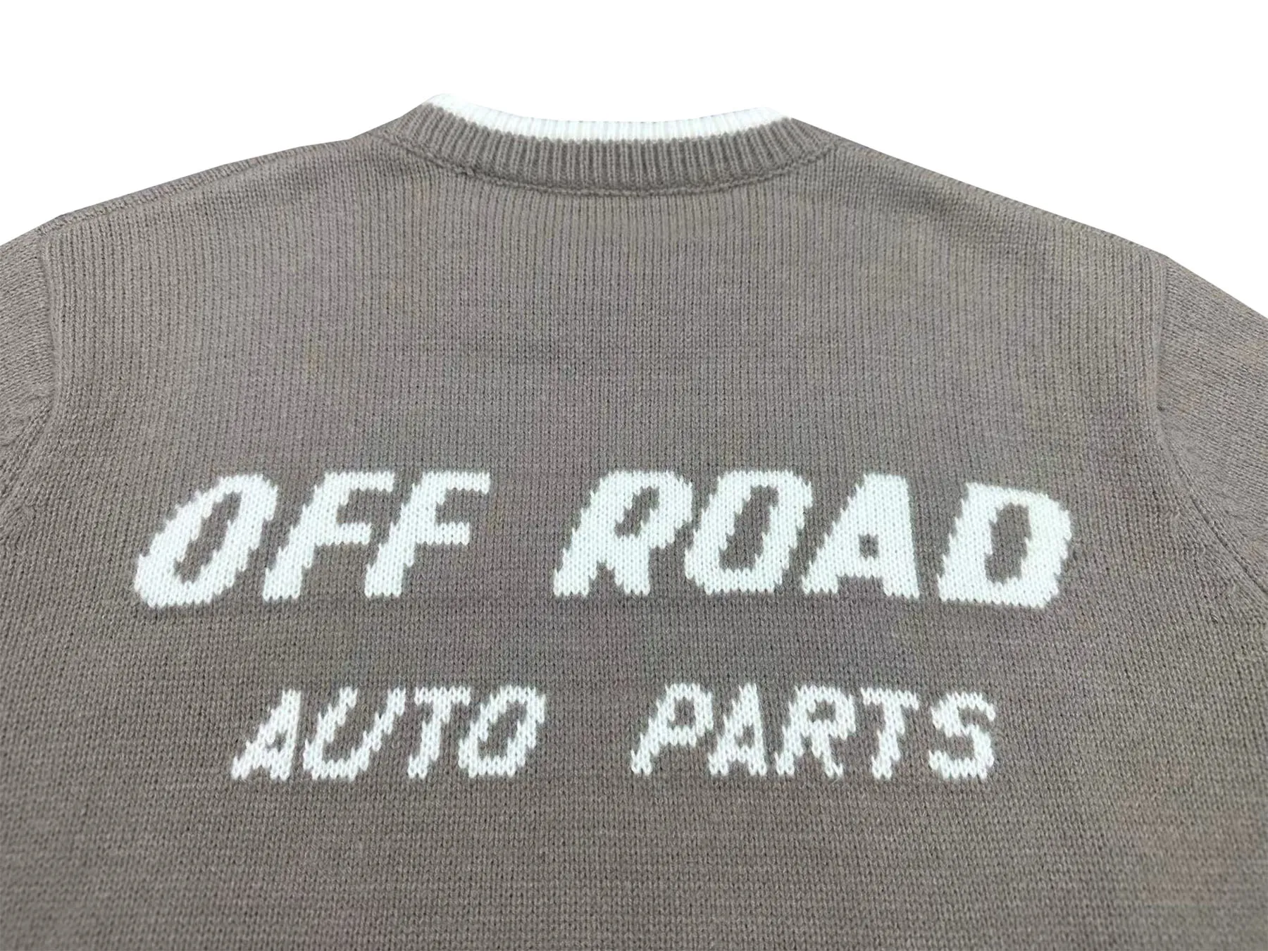 P240 Rhude new racing track jacquard crew neck sweater Color: Khaki White Size: M L XL XXL