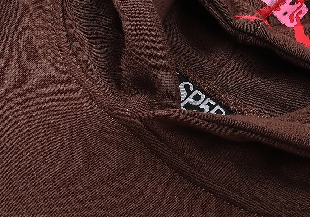 Sweatshirt 8203, batch 220, Young Thug Sp10der 55555 foam print Jordan Clarksons same style upper weight pure cotton terry loose hoodie sweatshirt for men and women Color: dark coffee; Size: S M L XL