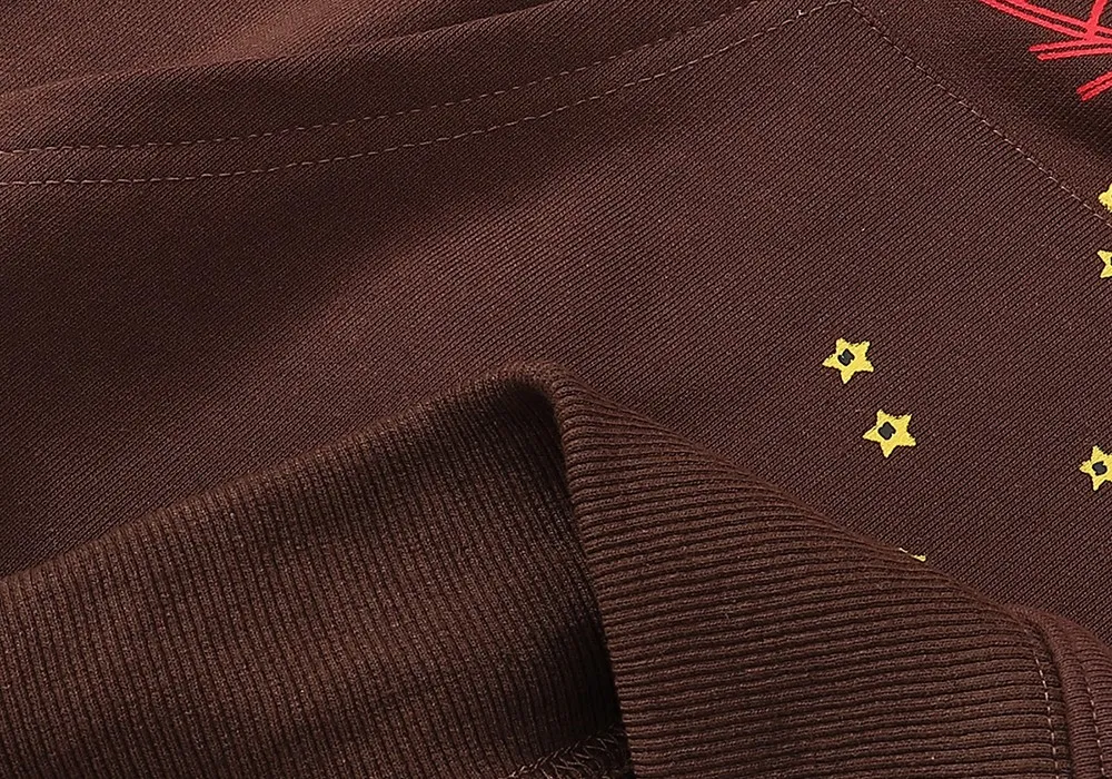 Sweatshirt 8203, batch 220, Young Thug Sp10der 55555 foam print Jordan Clarksons same style upper weight pure cotton terry loose hoodie sweatshirt for men and women Color: dark coffee; Size: S M L XL