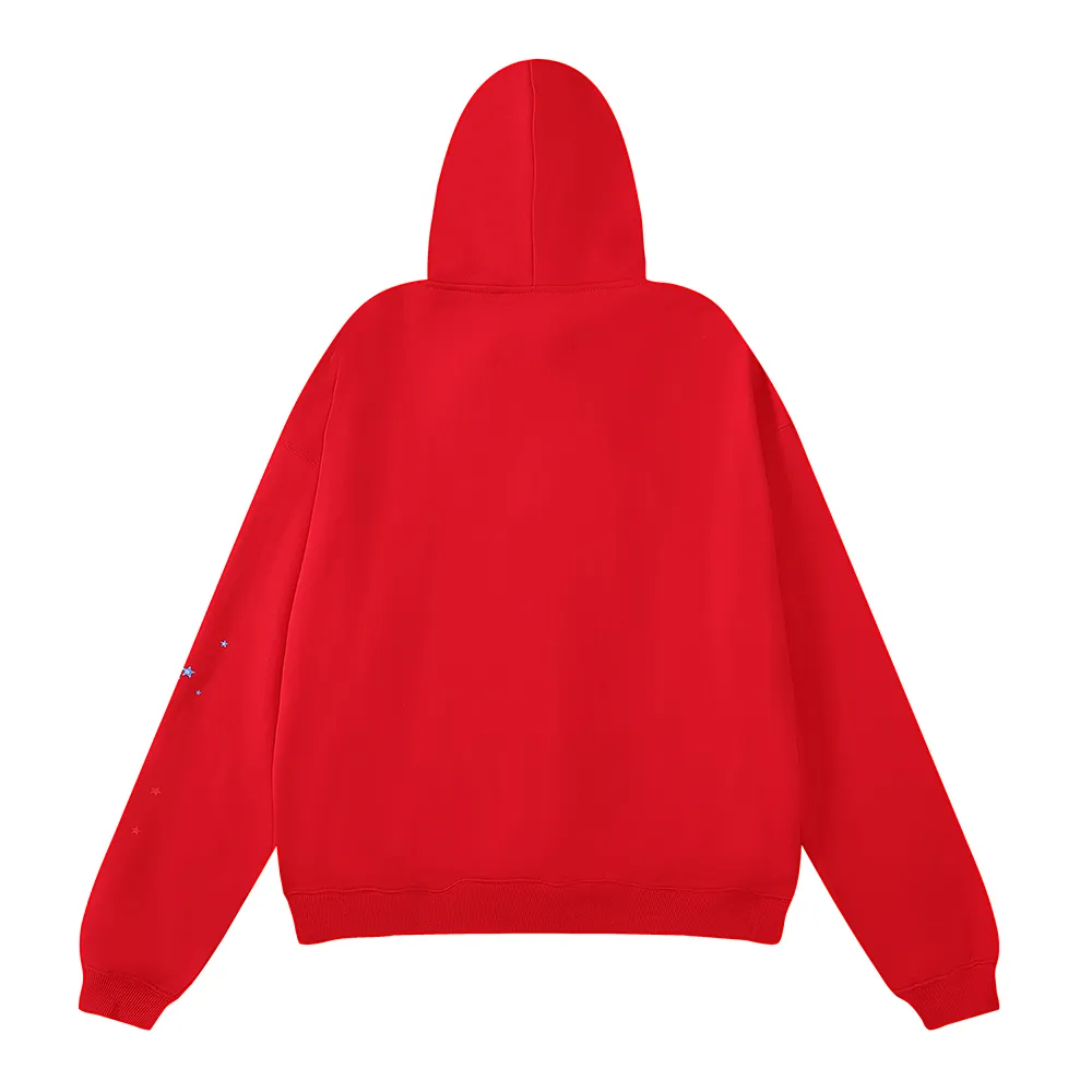 Numbered sweatshirt 8205, batch 220 Numbered trousers 8305, batch 220, US fashion Sp10der 555555 star same style Angel Number loose casual cotton hoodie sweatshirt for men and women Color: red; Size: S M L XL