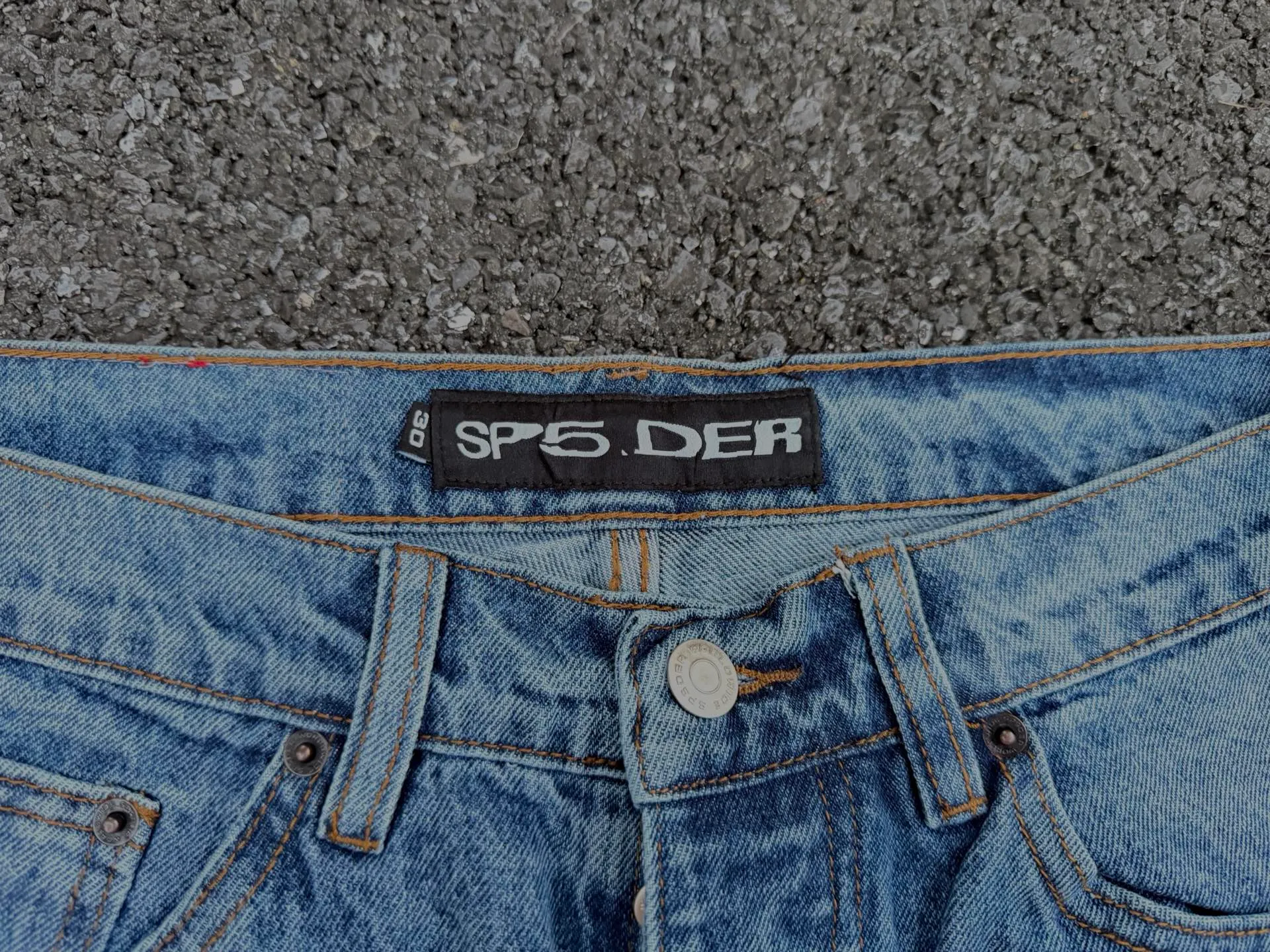 P250 (original outdoor picture direct) top version Sp10der street fashion brand foam printed big star washed and distressed casual jeans for men and women, size: 28 30 32 34 36