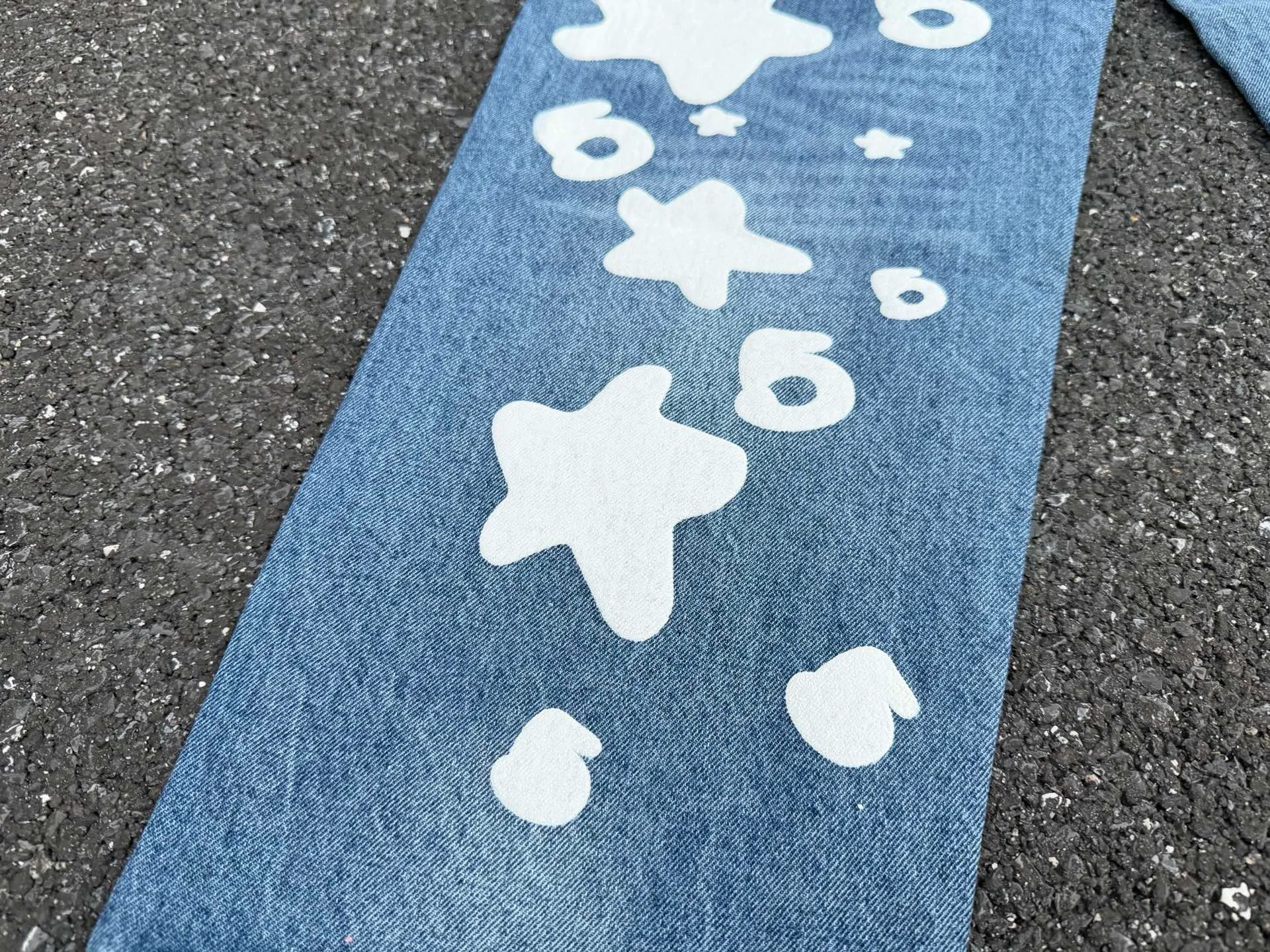 P250 (original outdoor picture direct) top version Sp10der street fashion brand foam printed big star washed and distressed casual jeans for men and women, size: 28 30 32 34 36