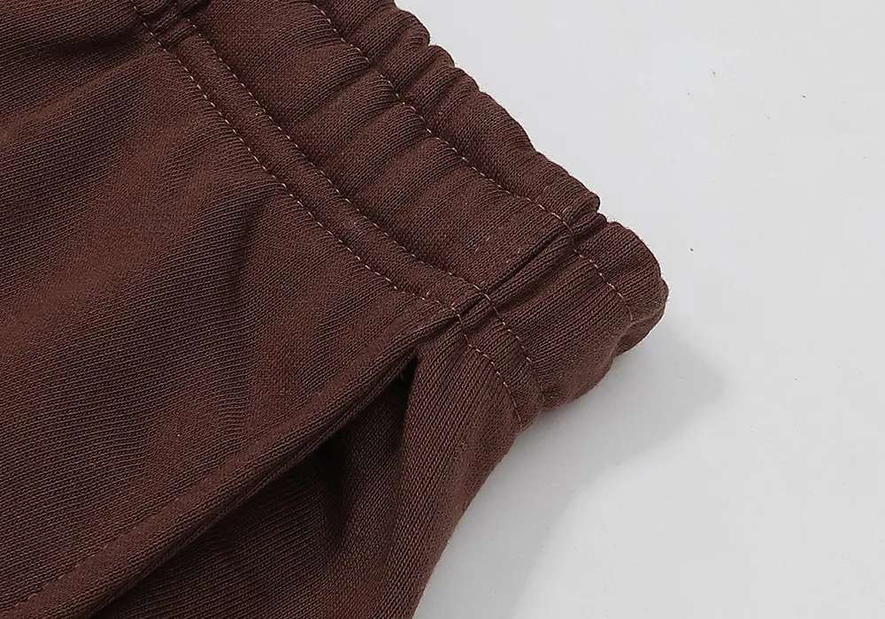 No. 8303, batch 220, Young Thug Sp10der 55555 foam print Jordan Clarksons same style upper high weight pure cotton terry loose pure cotton sweatpants with leggings Color: dark coffee; Size: S M L XL