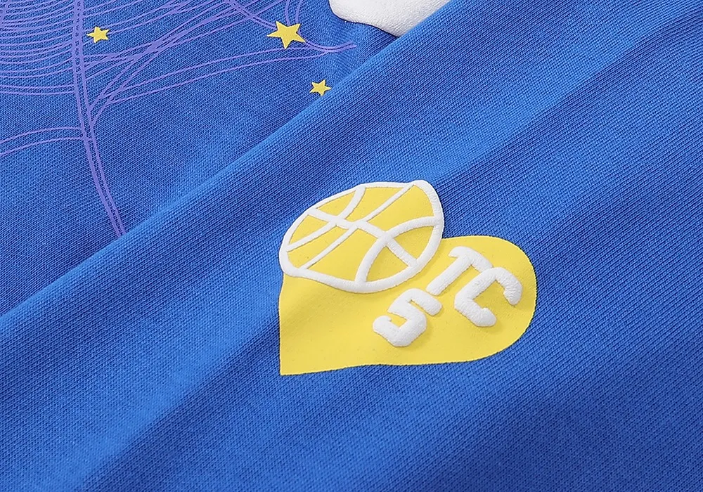 Sweatshirt number 8206, batch 220, Young Thug Bieber's same style Sp10der 555555 foam printing high quality pure cotton terry hoodie sweatshirt for men and women Color: blue; Size: S M L XL
