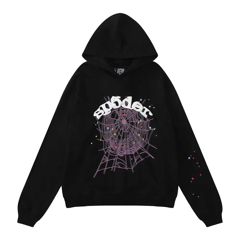 No. 8202, batch 220, Jordan Clarksons same style Young Thug Sp10der 555555 pure cotton terry loose casual hoodie sweatshirt for men and women Color: Black; Size: S M L XL