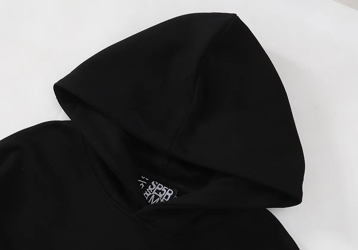 No. 8202, batch 220, Jordan Clarksons same style Young Thug Sp10der 555555 pure cotton terry loose casual hoodie sweatshirt for men and women Color: Black; Size: S M L XL