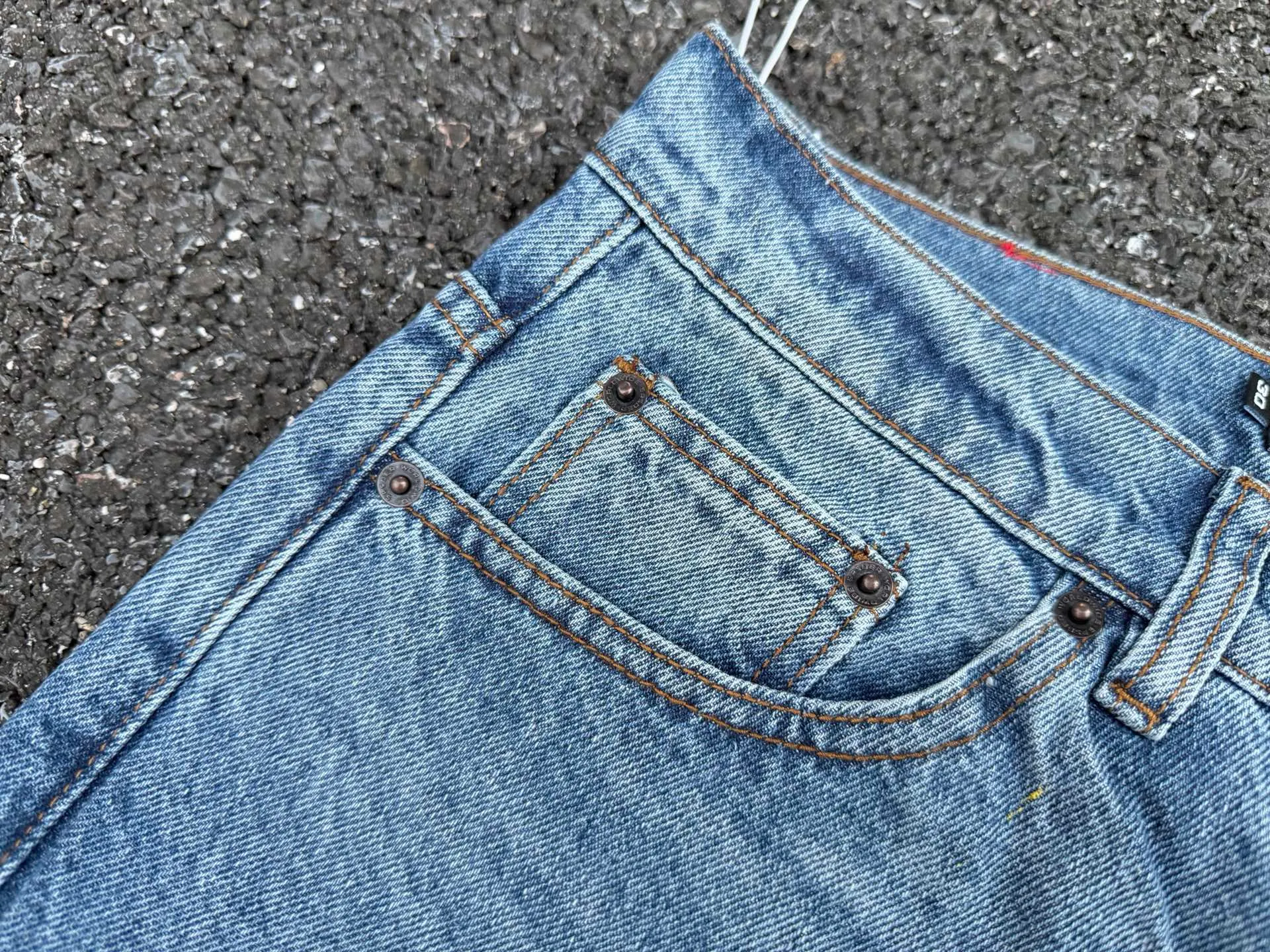 -Size details P250 (original outdoor picture direct) top version Sp10der street fashion brand foam printed big star washed and distressed casual jeans for men and women, size: 28 30 32 34 36