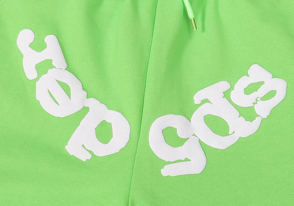 No. 8308, batch 220, the same style as American fashion stars Sp10der 555555 hot diamond foam printing high quality pure cotton casual sweatpants casual pants Color: grass green, sky blue; Size: S M L XL