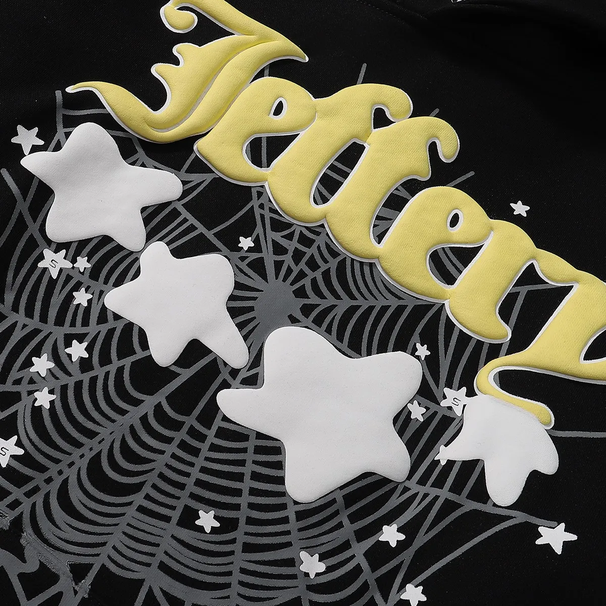 No. hooded 8219, trousers 8319, American fashion Sp10der Worldwide 555 555 Jeffery star foam spider web print high quality hoodie sweatshirt clothes 110 pants 110 color: black; size: S M L XL