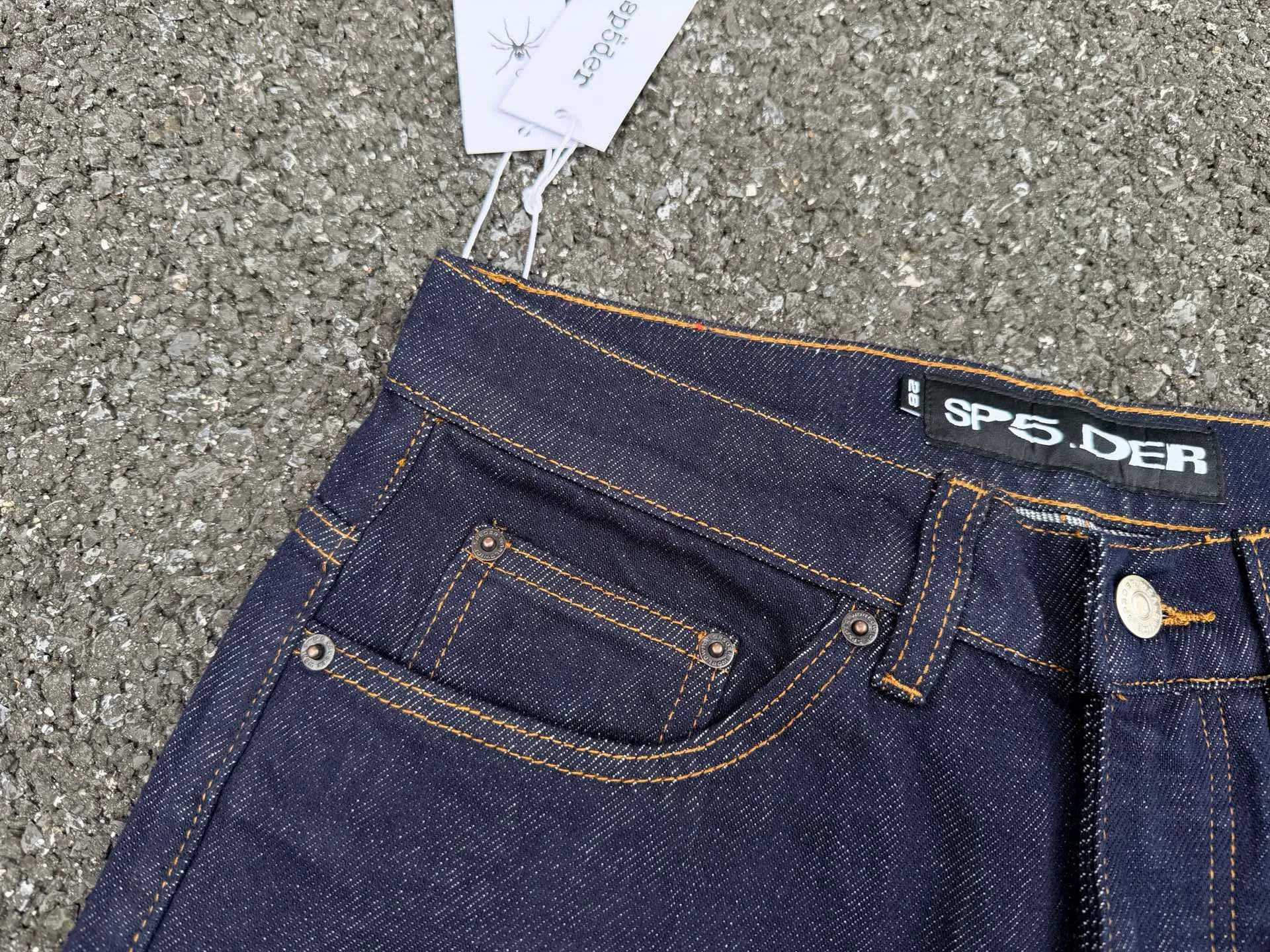 P250 (Outdoor original picture direct) top version Sp10der street fashion brand foam printed big star washed and distressed casual jeans for men and women color: raw cow color code number: 28 30 32 34 36