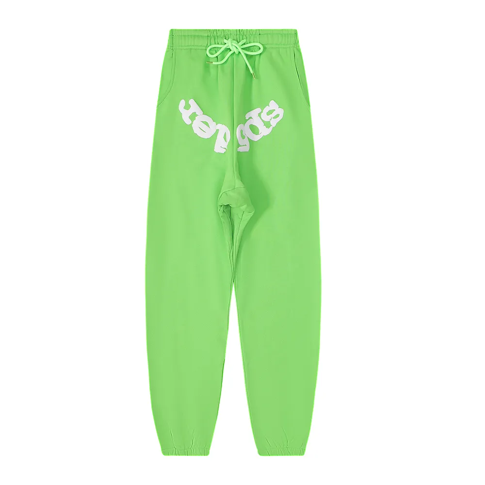 No. 8208, the same model as the American fashion star Sp10der 555555 hot diamond foam printing high quality pure cotton casual loose hoodie sweatshirt for men and women. Hood 8208, batch 220, trousers 8308 batch 220 Color: grass green, sky blue, purple; Size: S M L XL